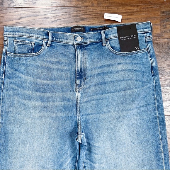 Banana Republic • High-Rise Wide-Leg Crop Jeans blue denim raw hem ankle - Picture 3 of 9